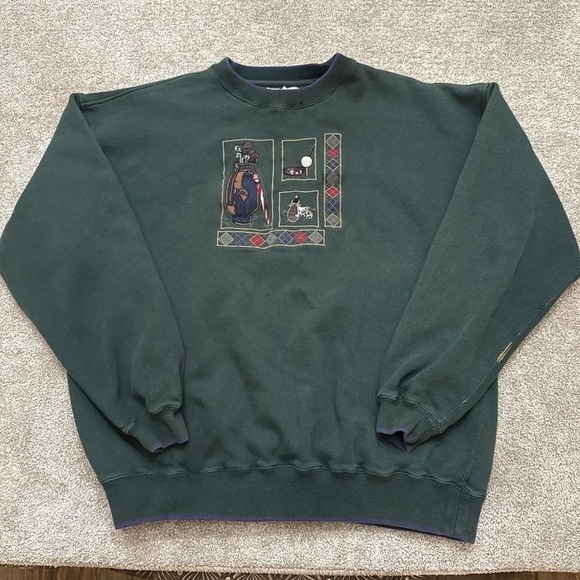 Vintage Shenandoah University Crewneck Sweatshirt Green w/ Gold Embroidery XL - Picture 1 of 8